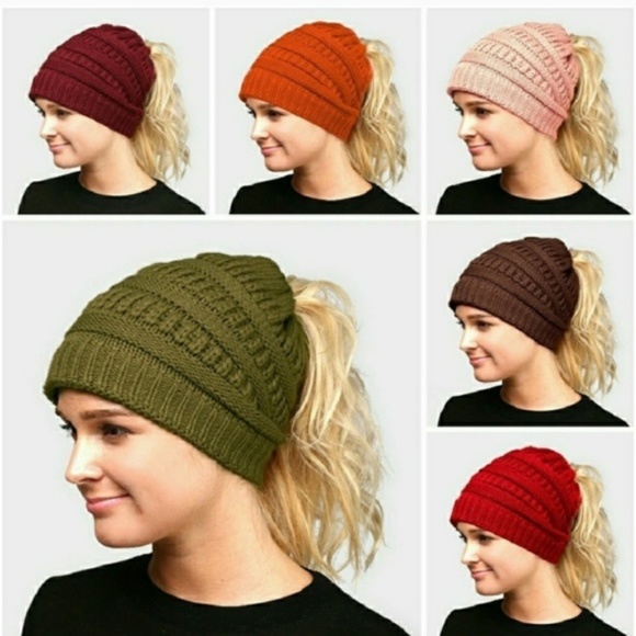 Accessories - Messy Bun Ponytail Beanie (color options)